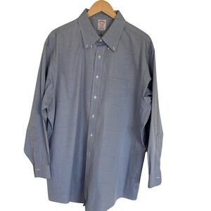 Brooks Brothers Mens Madison Classic Blue‎ Button Down Shirt Size 18/34 No Iron